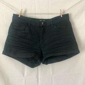 Dark Green Denim Shorts